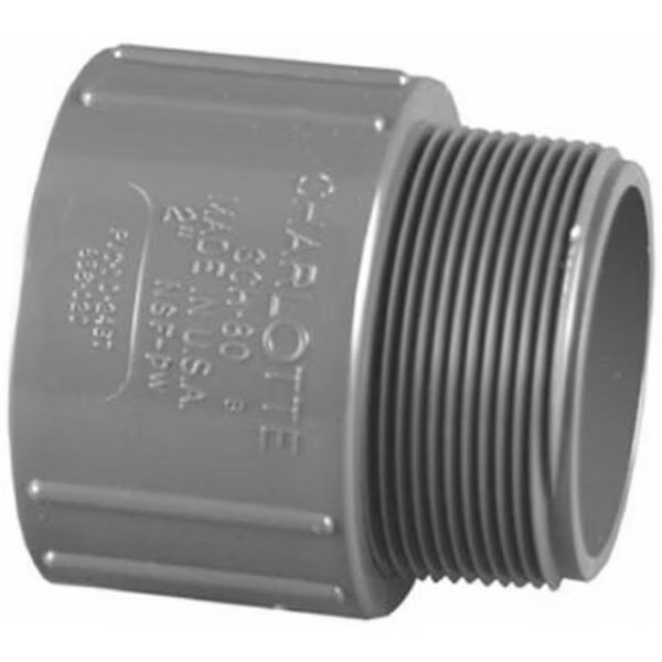 PVC 08109 1400HA 1.50 in. PVC Schedule 80 Male Pipe Thread Adapter- Gray, Charlotte Pipe And Foundry, Mfr#: 652534